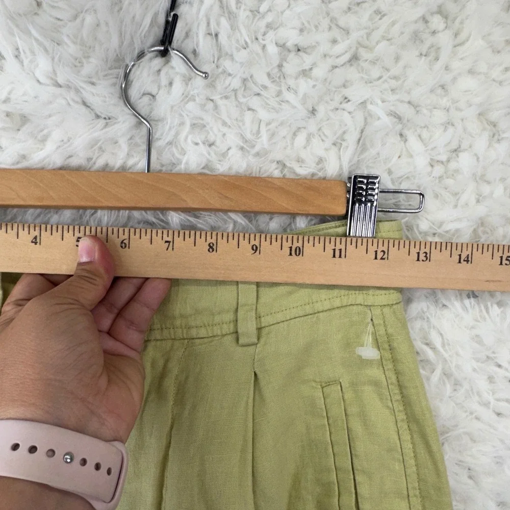 Everlane Linen Pleated Pants Womens‎ 00 Green High Waisted Minimalist Trousers